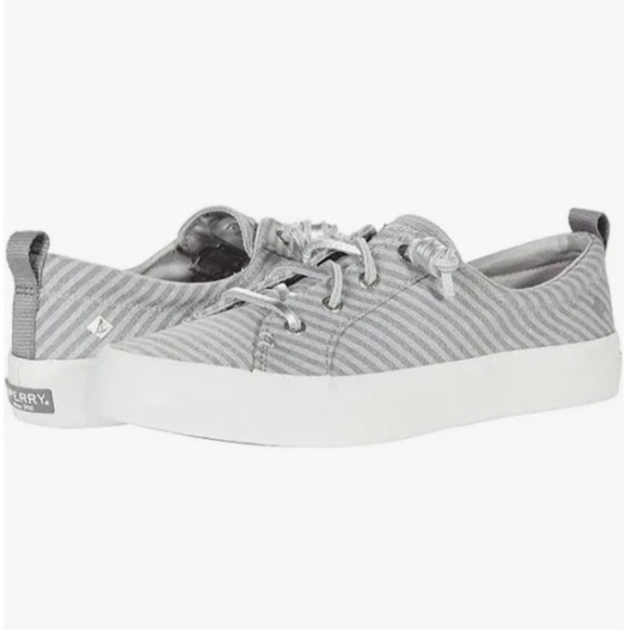 NEW SPERRY Crest Vibe Gray Metallic Stripe Memory Foam Top-Sider Shoes in Box - Picture 4 of 17